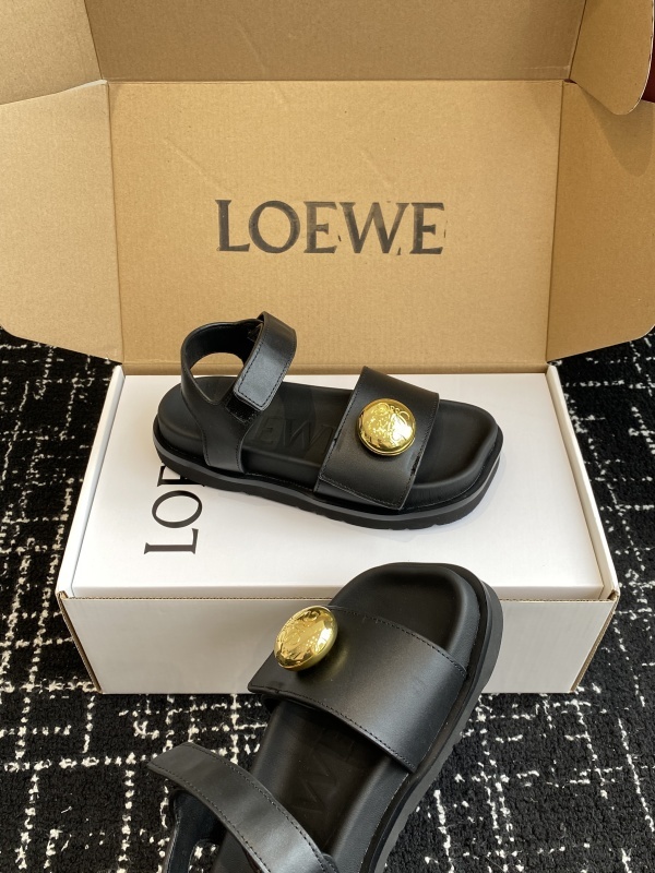 Loewe Glitter-Leather Flatform Sandals