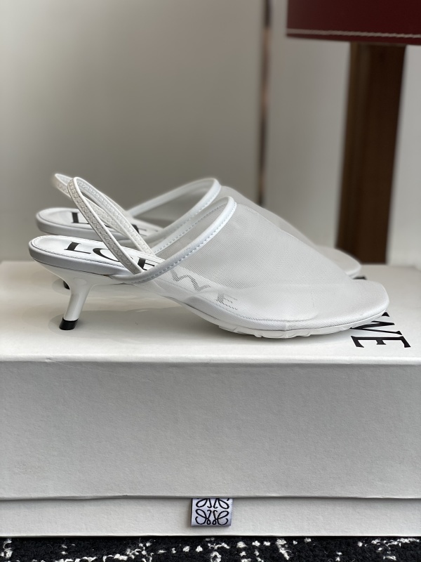 Loewe Petal Slingback Heel Sandal in Mesh White
