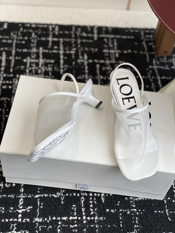 Loewe Petal Slingback Heel Sandal in Mesh White