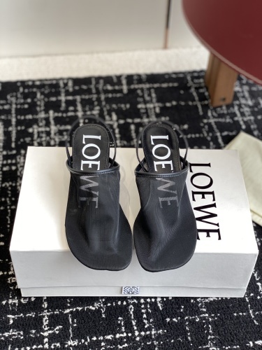 Loewe Petal Slingback Heel Sandal in Mesh Black