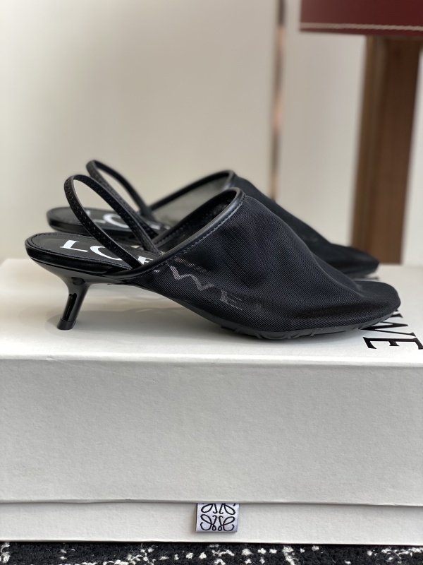 Loewe Petal Slingback Heel Sandal in Mesh Black