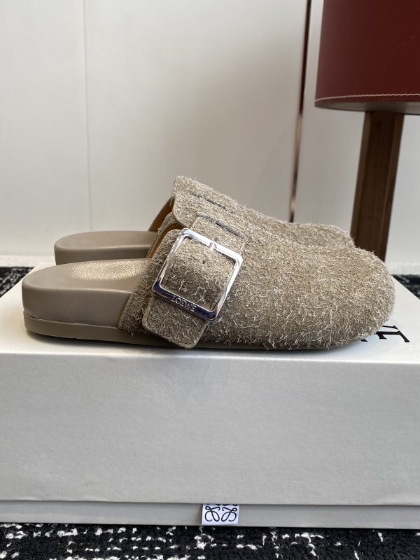 Loewe Ease Buckle Brushed Suede Mules