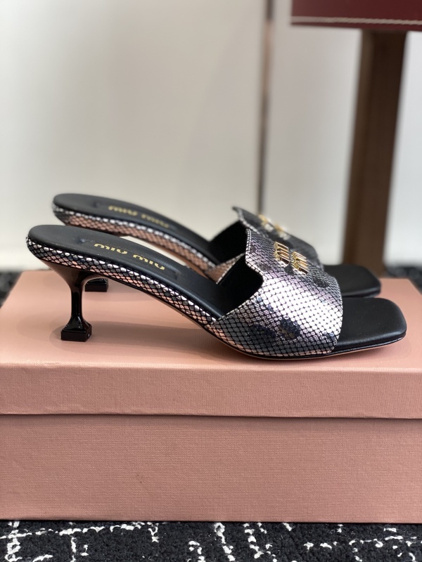 Miu Miu Satin Slides With Crystal Embellishment Shoes