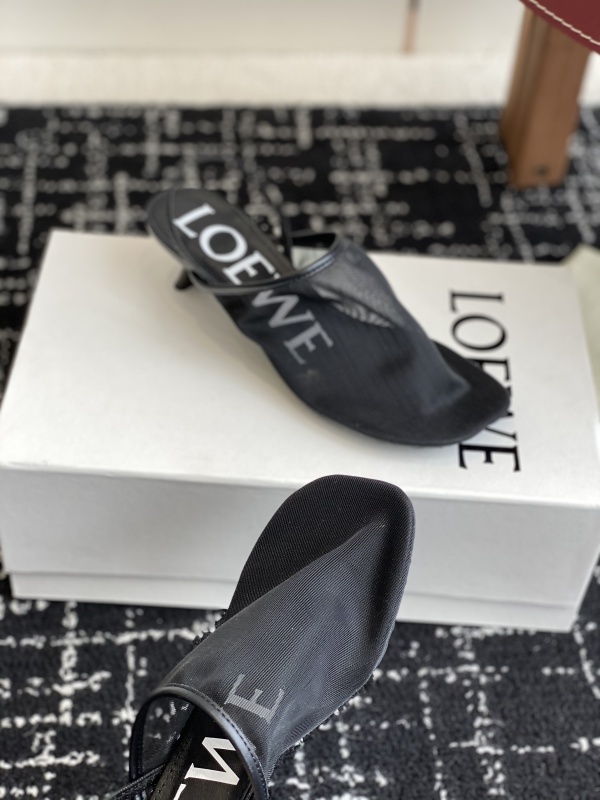 Loewe Petal Slingback Heel Sandal in Mesh Black