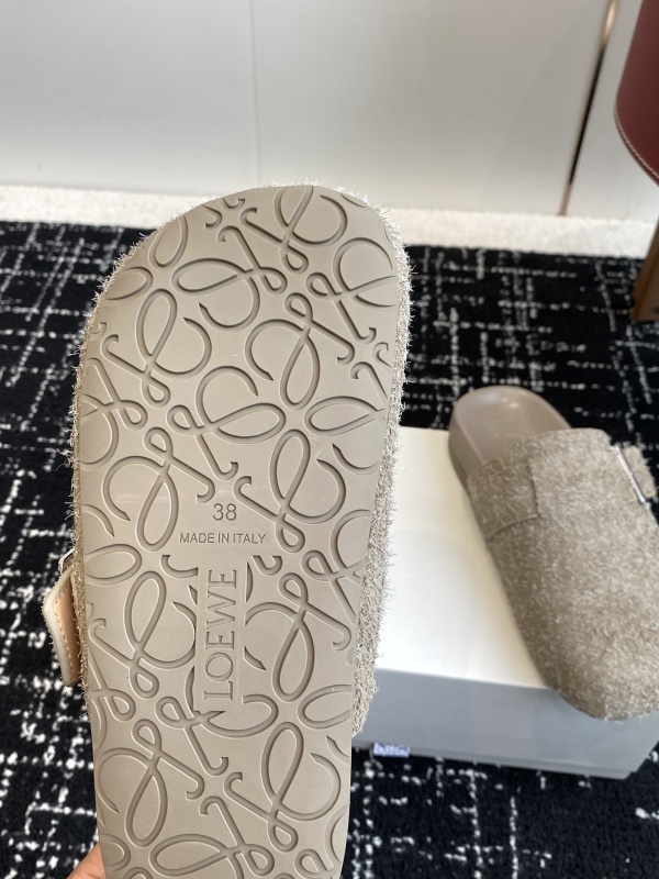 Loewe Ease Buckle Brushed Suede Mules