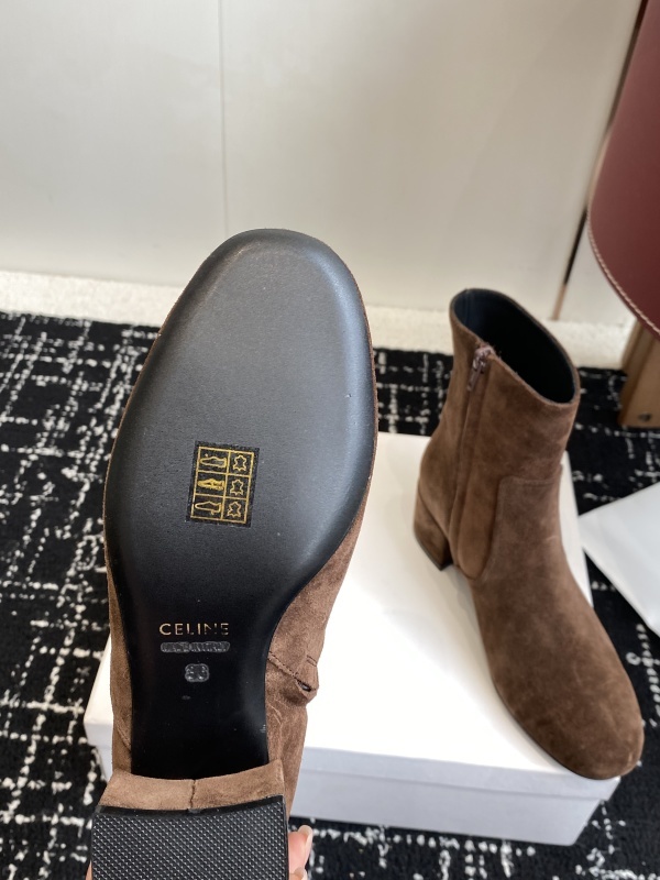 Celine Triomphe Short Boots Havana