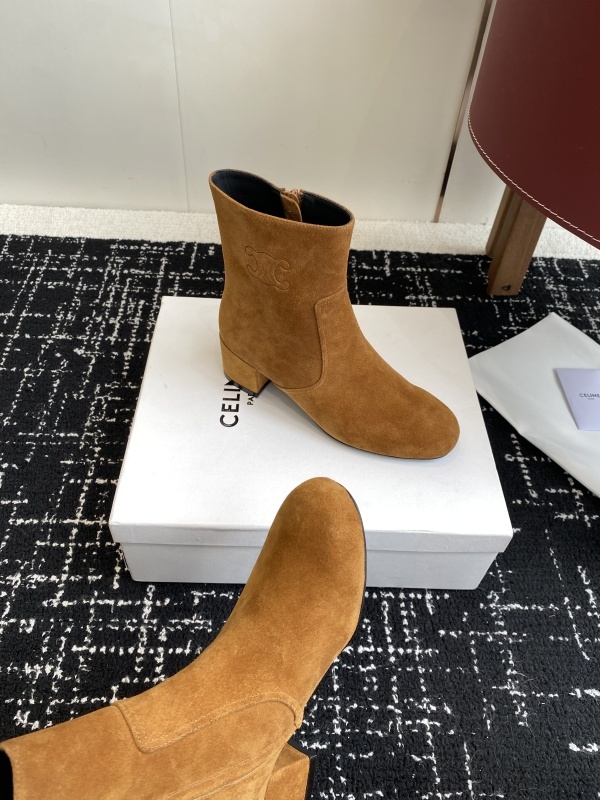 Celine Triomphe Short Boots Havana