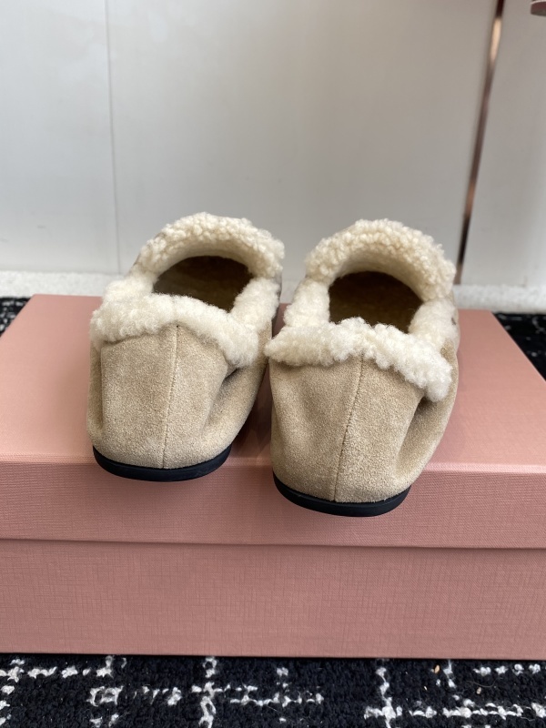 Miu Miu Shearling Lined Suede Penny Loafers