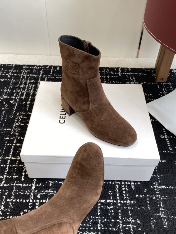 Celine Triomphe Short Boots Havana
