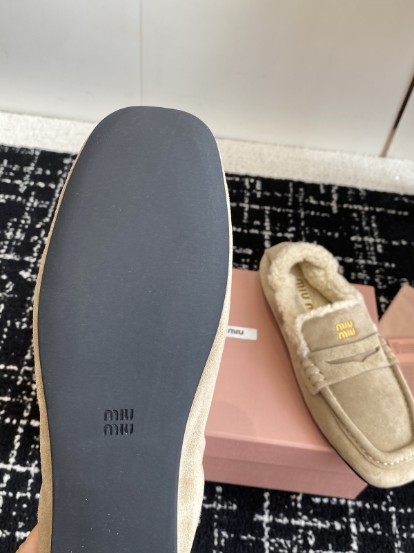 Miu Miu Shearling Lined Suede Penny Loafers